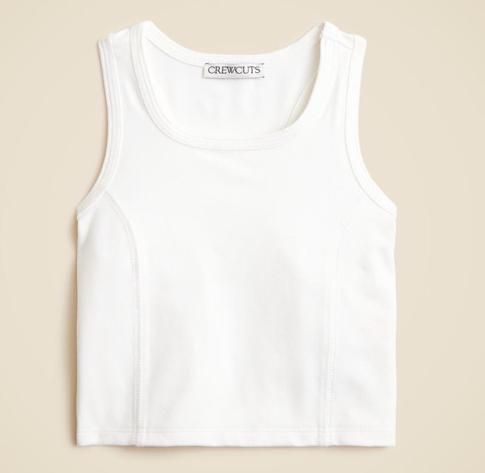 Crewcuts J.Crew Soft Seamed Tank Top Girls 6 White Performance Jersey Scoop neck